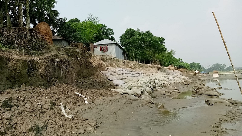 যমুনার পানি কমছে, শুরু হয়েছে নদী ভাঙন